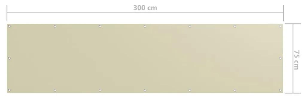 Paravan pentru balcon, crem, 75x300 cm, tesatura oxford Crem, 75 x 300 cm