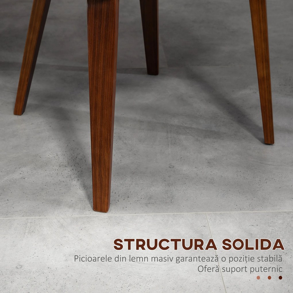 HOMCOM Set de 2 scaune pentru sufragerie stil vintage șezut tapițerie sintetică 51,5 x 53 x 79,5 cm alb maro | Aosom Romania