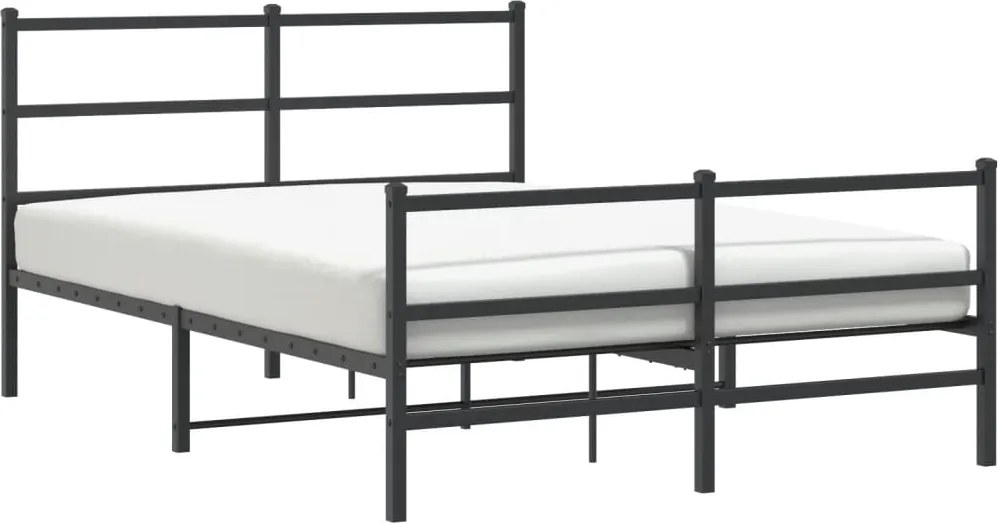 vidaXL Cadru pat metalic cu tăblie de cap/picioare , negru, 135x190 cm