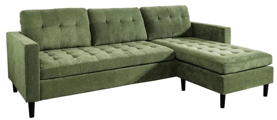 Coltar modern, Catifea raiata, Verde, STOCKHOLM 220cm