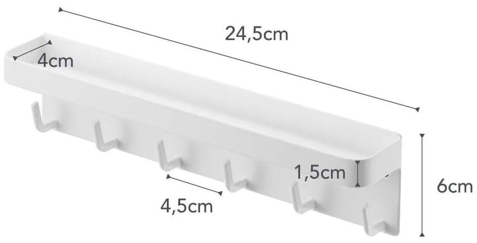 Cuier pentru chei cu raft YAMAZAKI Smart, alb