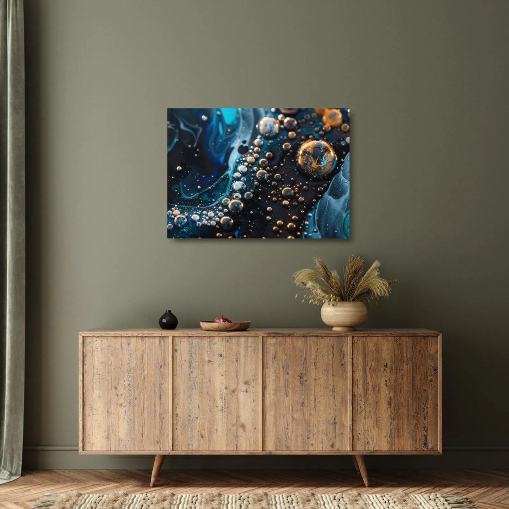 Tablou pe sticlă - Picături de cerneală (70x50 cm)