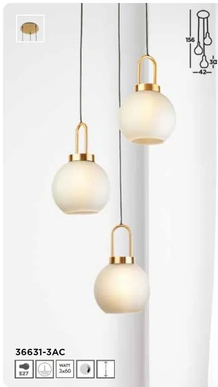 Lustra cu 3 pendule design modern Snowdrop