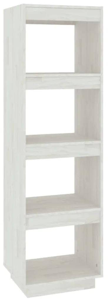 810850 vidaXL Bibliotecă/Separator cameră, alb, 40x35x135 cm, lemn masiv pin