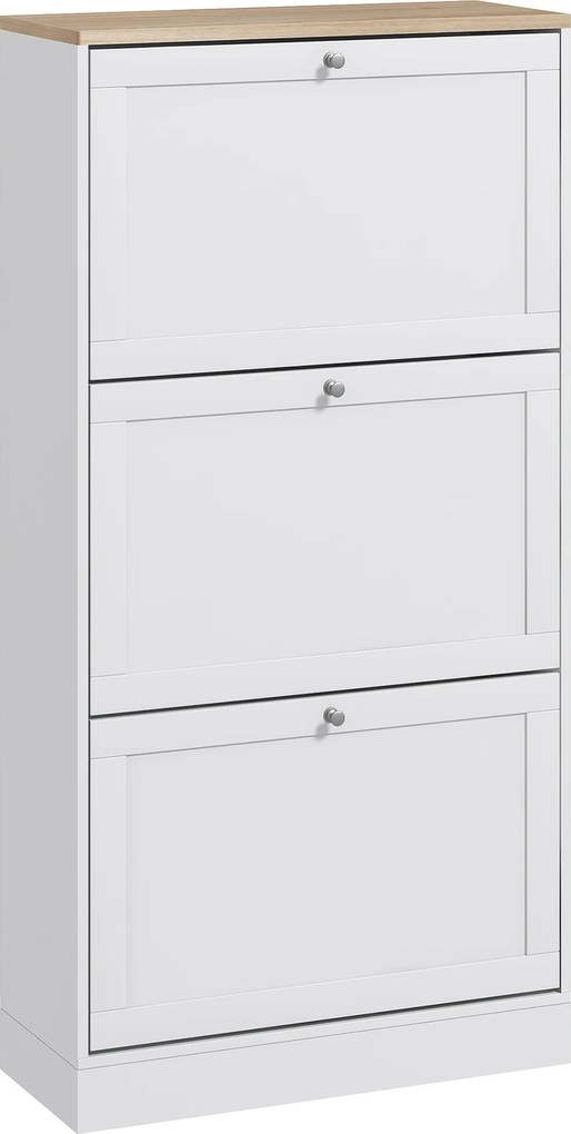 HOMCOM Dulap Îngust pentru Pantofi cu 3 Sertare și Rafturi Reglabile pe 2 Niveluri, 60x23,5x115 cm, Negru | Aosom Romania