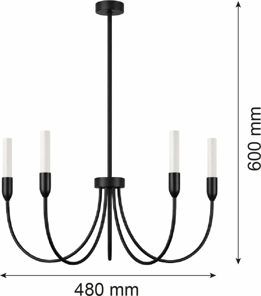 Candelabru cu 5 brate AUGUSTINE negru/alb