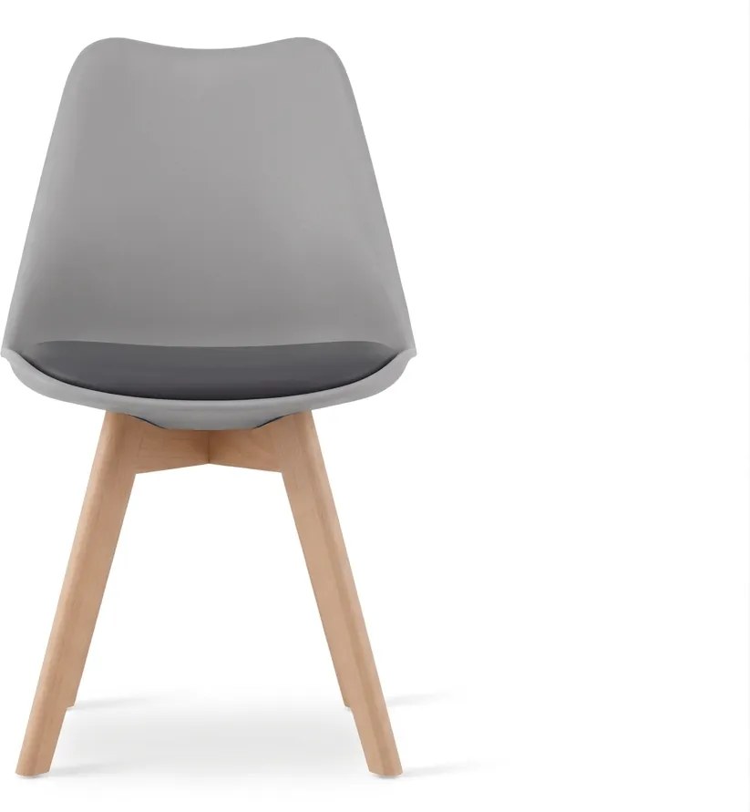 Scaun gri BALI MARK cu picioare din lemn de fag, sezut gri inchis