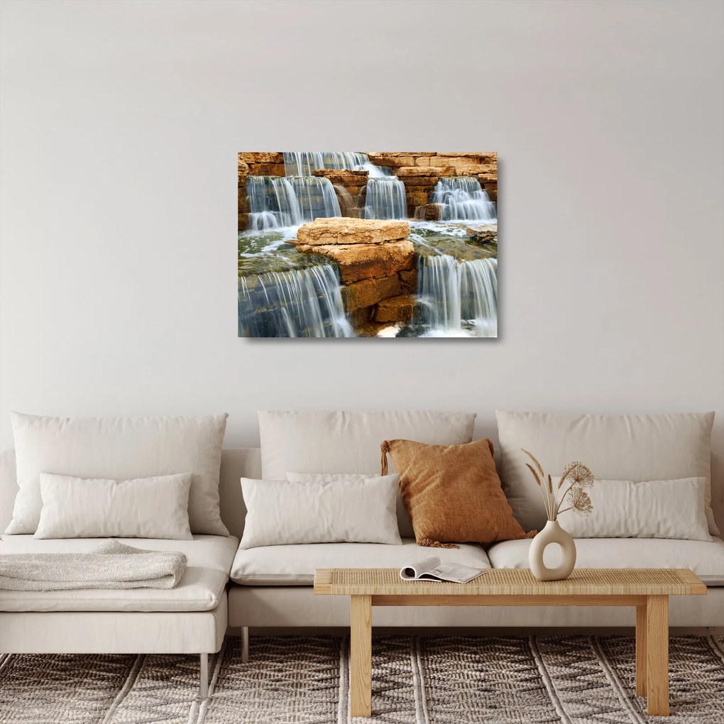 Tablou pe sticlă cu cascade (70x50 cm)