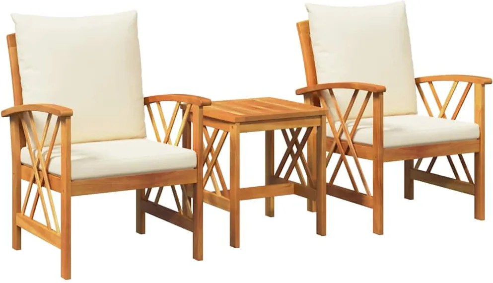 vidaXL Set de canapele pentru grădină cu pernă 3 pcs Ulei Natural