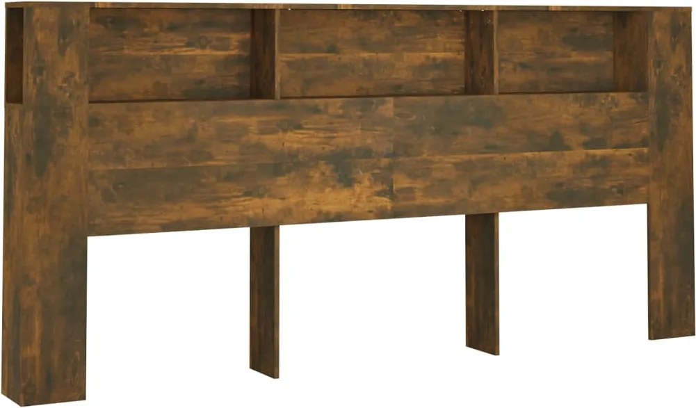 vidaXL Tăblie de pat cu dulap, stejar fumuriu, 220x18,5x104,5 cm