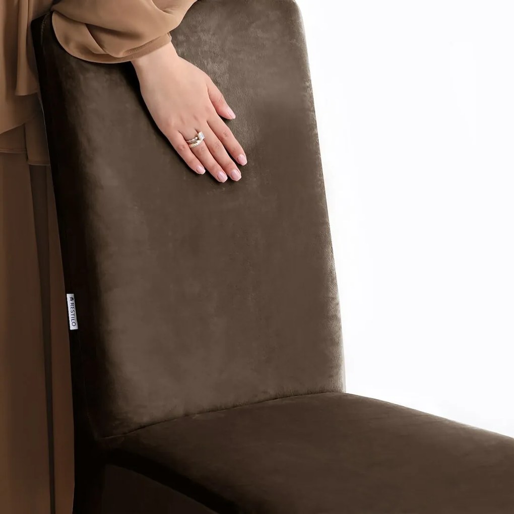 Restilo Husă pentru scaun Sento maro închis, 48 x48 x 58 + 10 cm, set de 4 bucăți