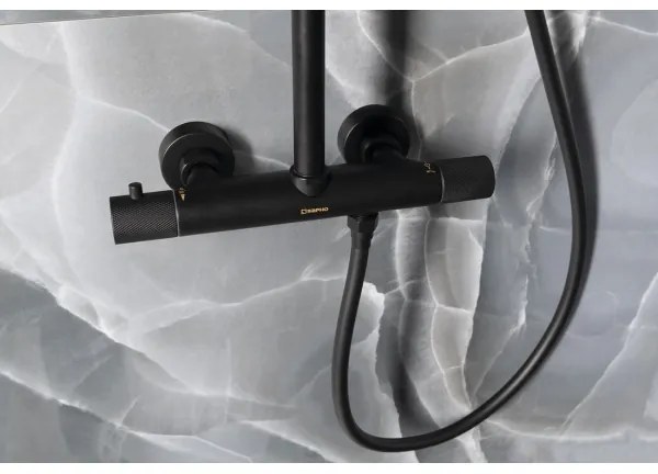 Sapho - Set de duș SOLARIS cu baterie, negru mat