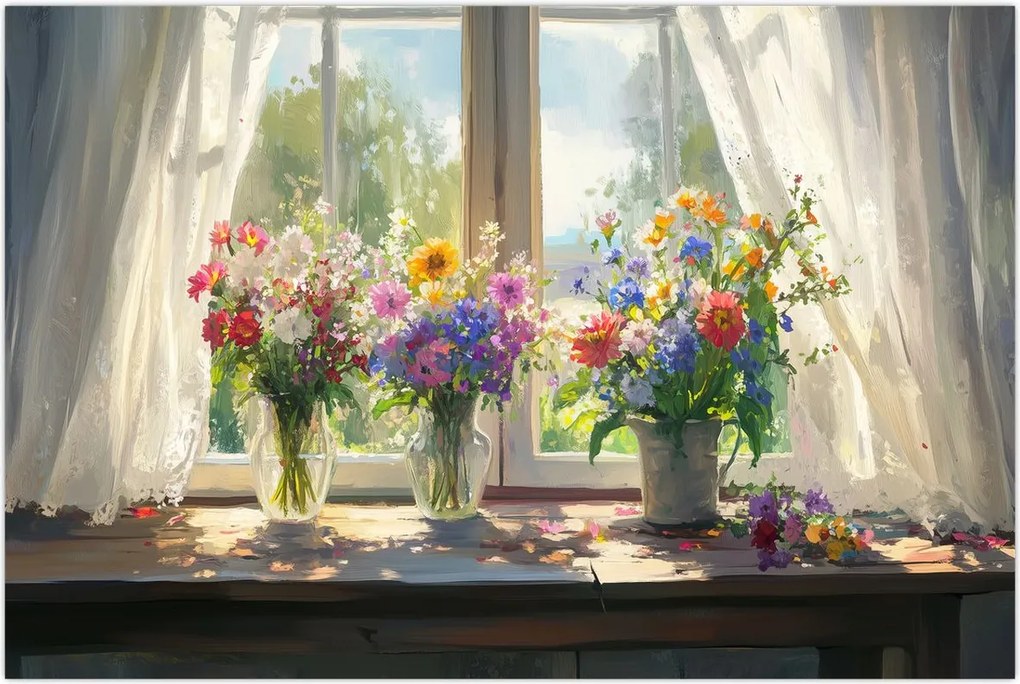 Tablou - Buchet la fereastră (90x60 cm)