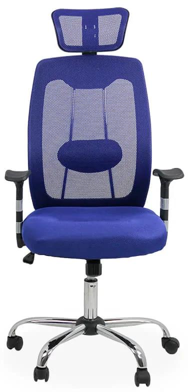 Scaun ergonomic cu tetiera si reglaj lombar pentru birou OFF 988 albastru