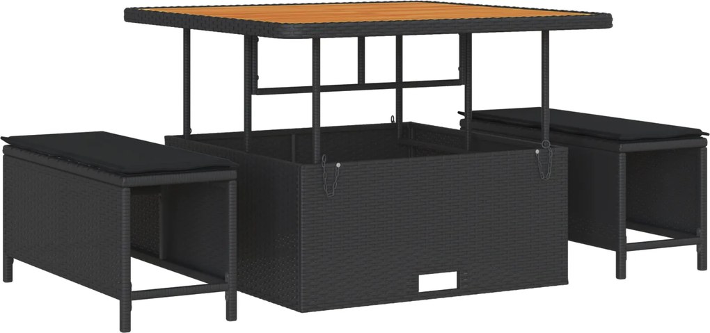 vidaXL Set de canapele pentru grădină cu pernă 8 pcs Negru