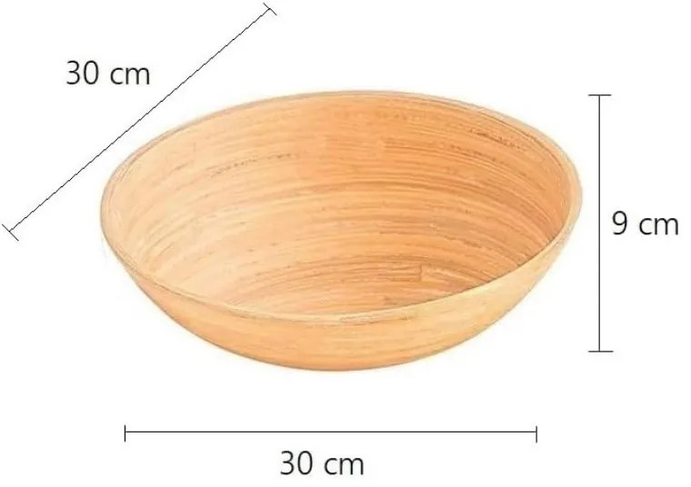 Bol pentru fructe Kesper 63030, 30 cm, Rotund, Bambus, Maro