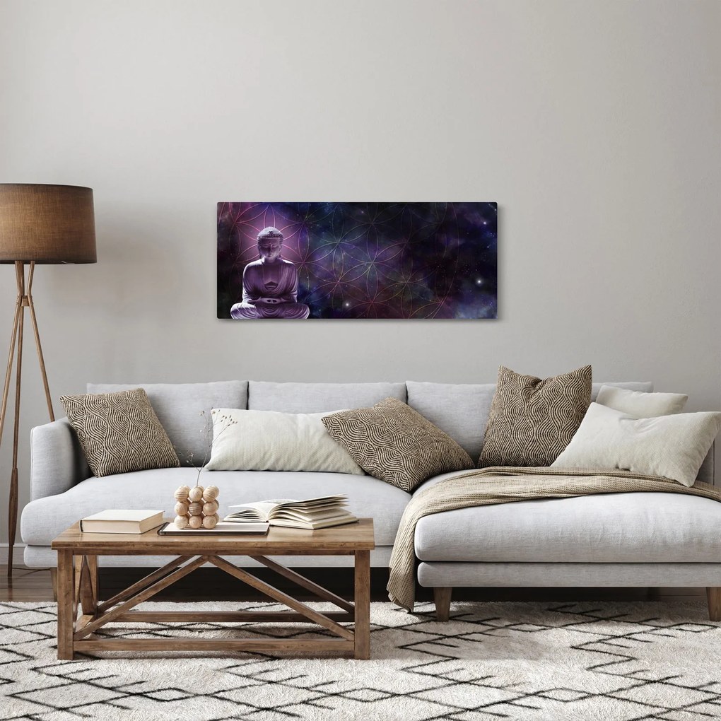 Tablou - Buddha cu florile vieții (120x50 cm)