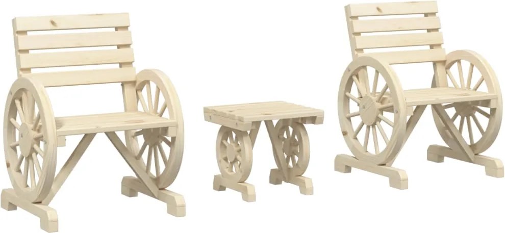 vidaXL Set mobilier de grădină, 3 piese, lemn masiv de brad