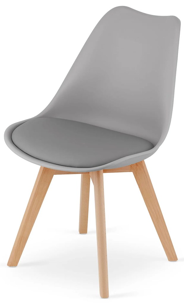 Set de dining 1 + 4, masa alba ADRIA 120x80 cm + scaun gri deschis BALI MARK cu picioare din lemn de fag