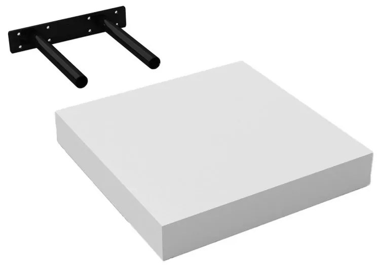 Polita perete cu suport fixare ascuns, 23.5x23.5x3.8 cm, Alb