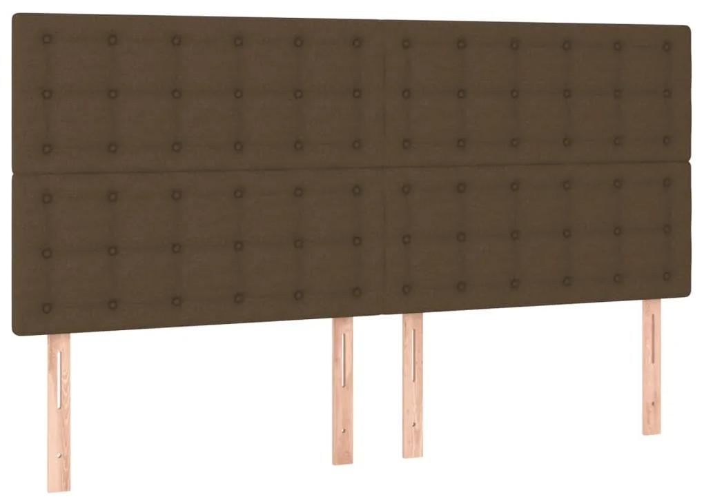 Cadru de pat cu tablie, maro inchis, 180x200 cm, textil Maro inchis, 180 x 200 cm, Nasturi de tapiterie