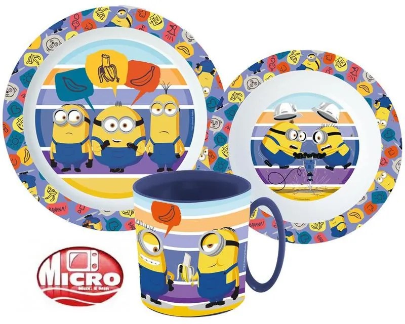 Minionii set de masă, set din plastic micro cu cană 350 ml