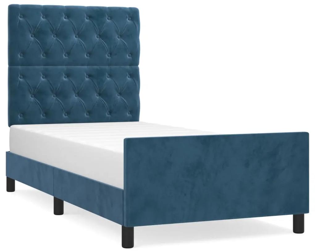 3125908 vidaXL Cadru de pat cu tăblie, albastru închis, 80x200 cm, catifea