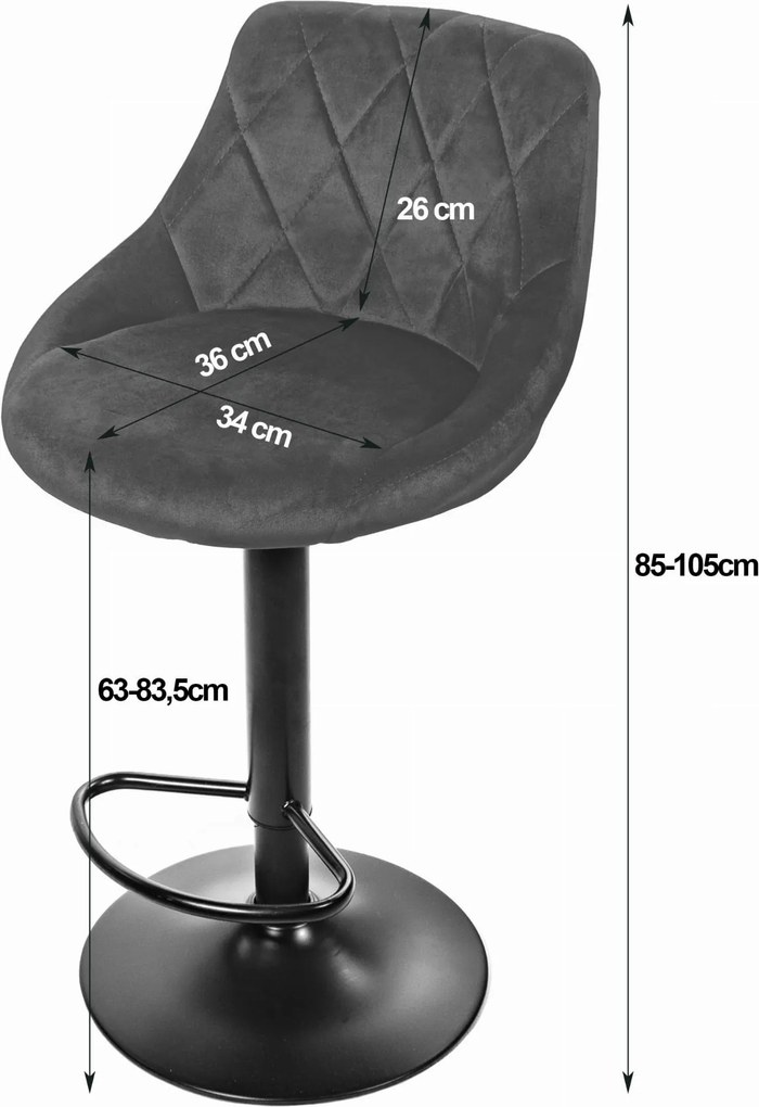 OFERTA Scaun de bar albastru VELVET KAST cu picior negru II. calitate