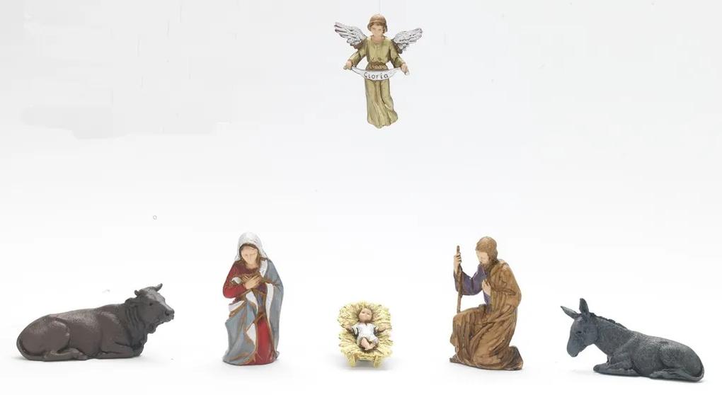 Set 6 figurine Isus, Maria, Iosif, Gloria si animale seria 8 cm