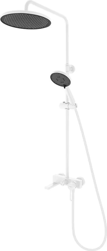 Coloana de dus cu baterie monocomanda FDesign Zaffiro finisaj alb mat