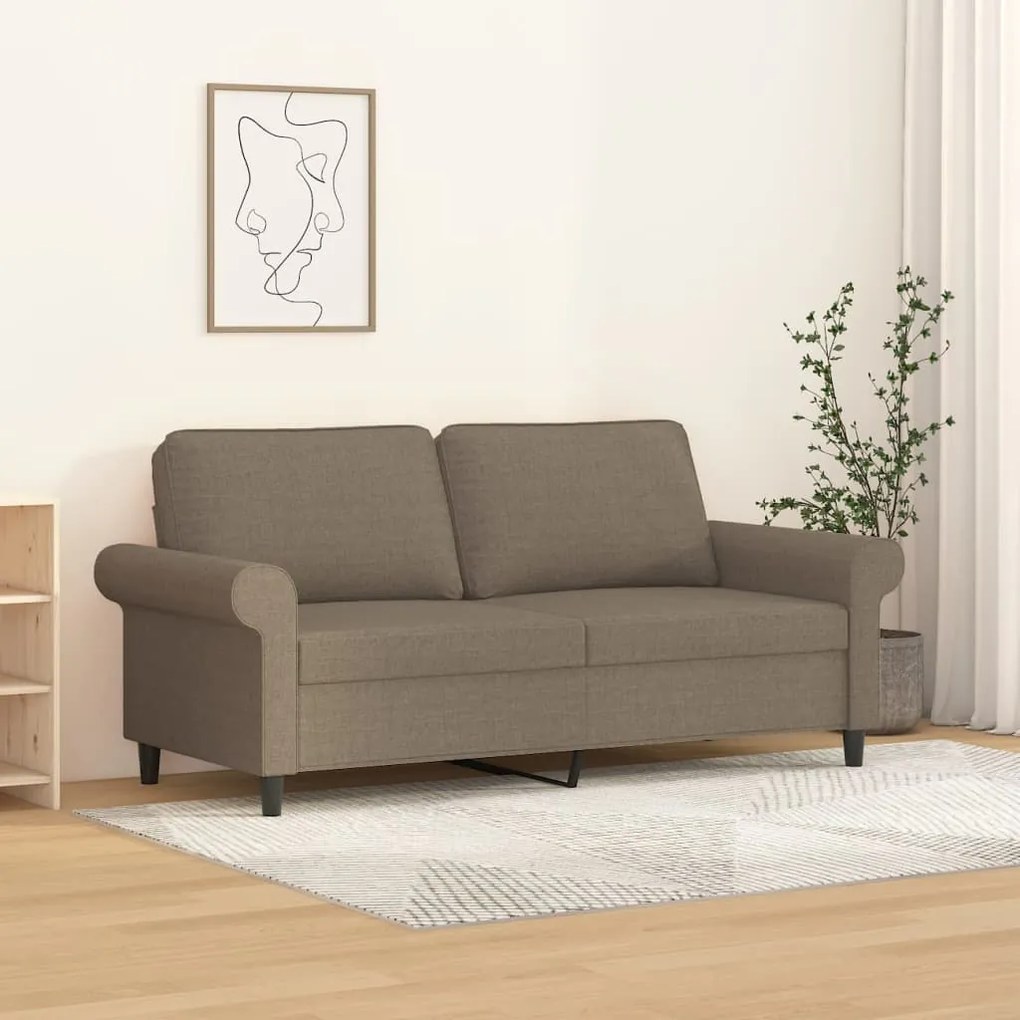 349200 vidaXL Canapea cu 2 locuri, gri taupe, 140 cm, material textil