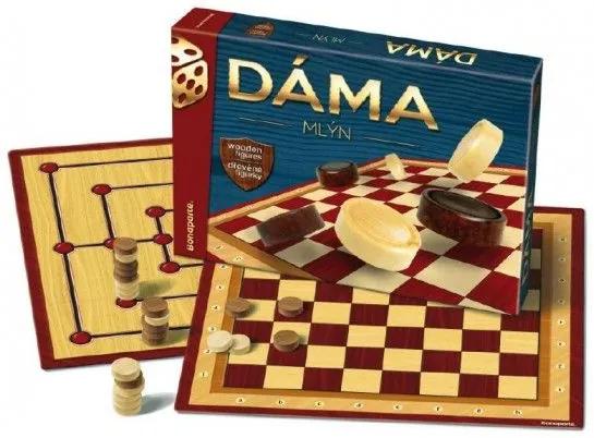 Damă + Moară - joc de societate într-o cutie de 33x23x4cm