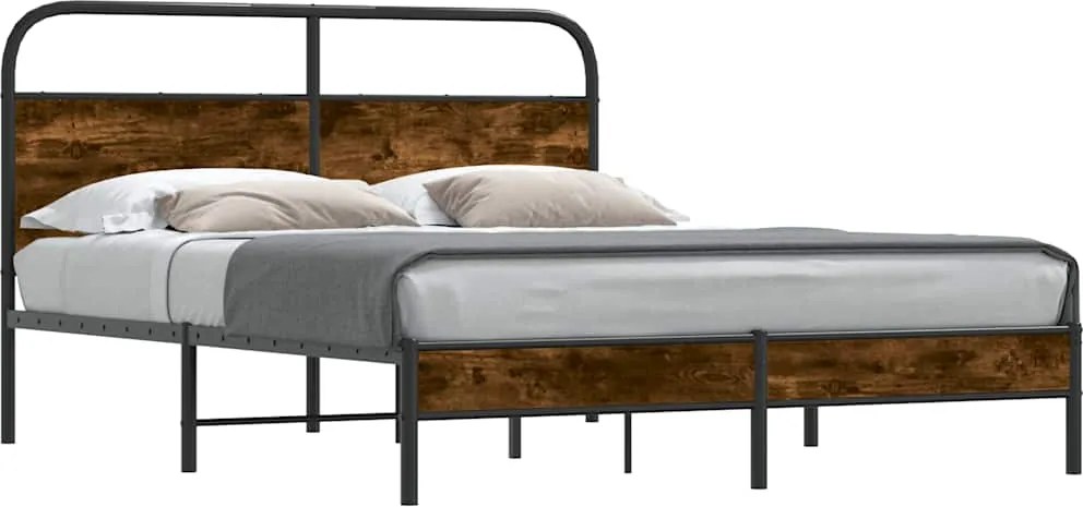 vidaXL Cadru pat fără saltea stejar fumuriu 150x200 cm lemn prelucrat