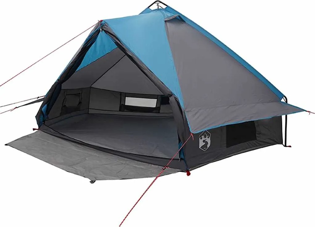 vidaXL Cort Teepee pentru 6 persoane cu acoperiș Albastru și Gri