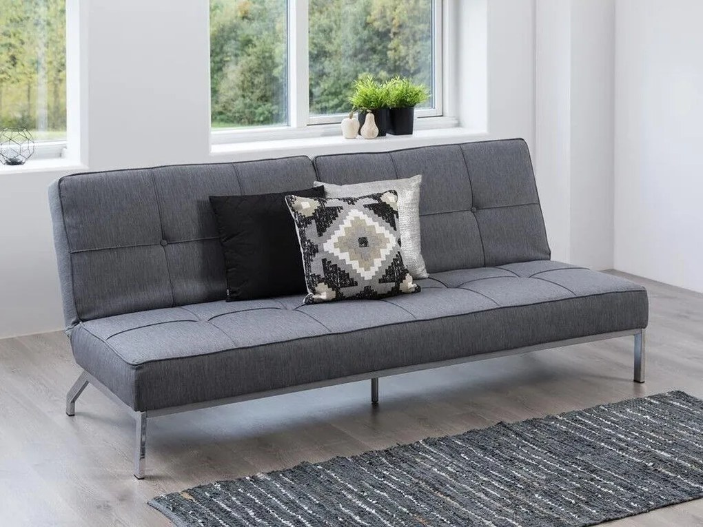 Canapea extensibilă Oakland 157 Numărul de locuri: 4, Gri, 89x198x95cm, 42 kg, Picioare: Metalic, Lemn: Eucalipt