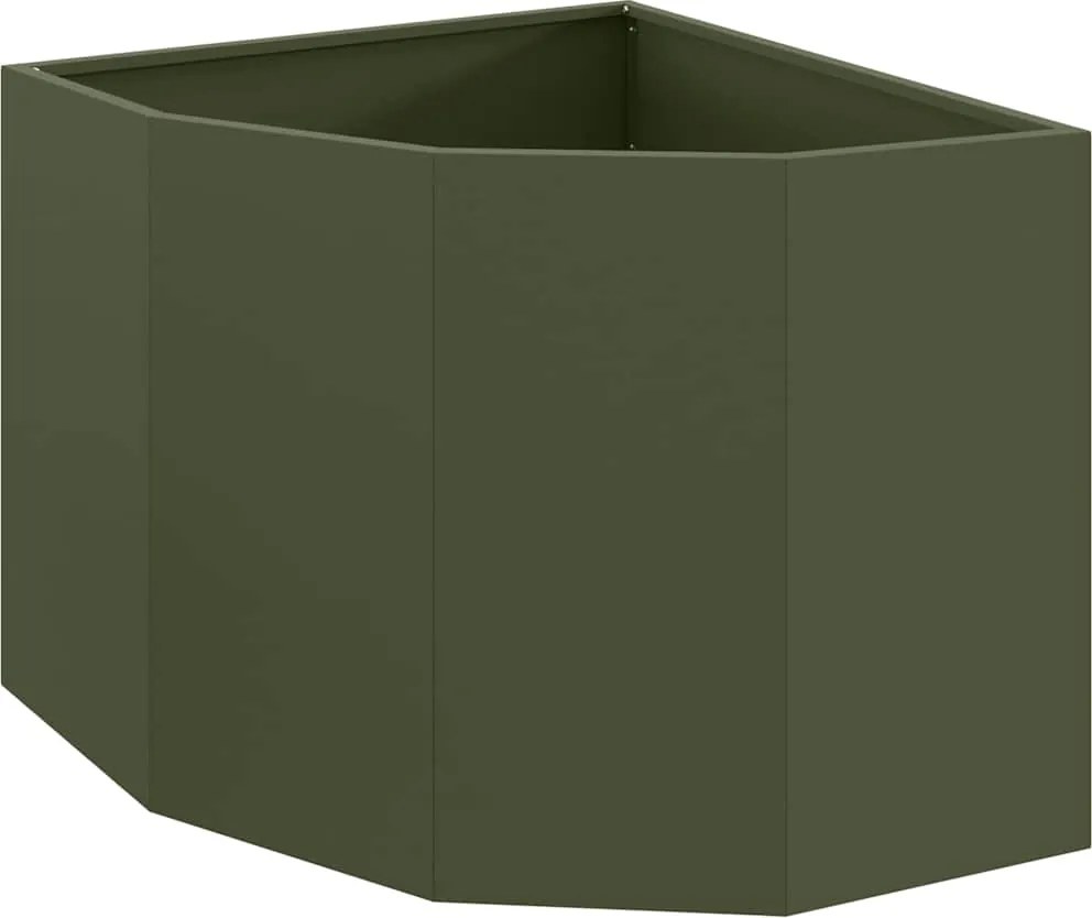 vidaXL Ghiveci de colț Olivengrønn 60 x 60 x 50 cm Oțel