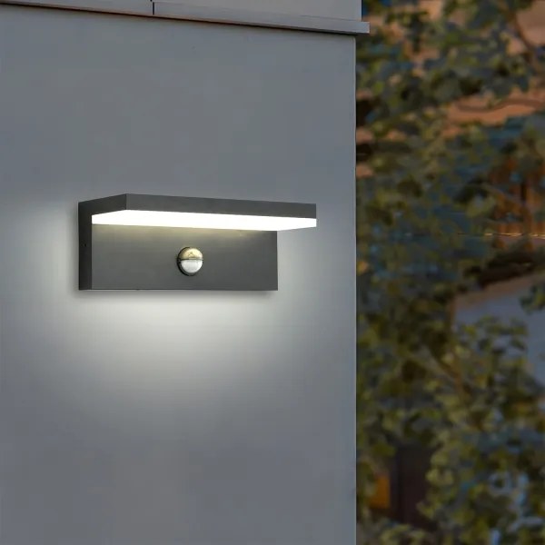 Brilagi-LED Aplica de perete exterior cu senzor TESSI LED/10W/230V antracit IP54