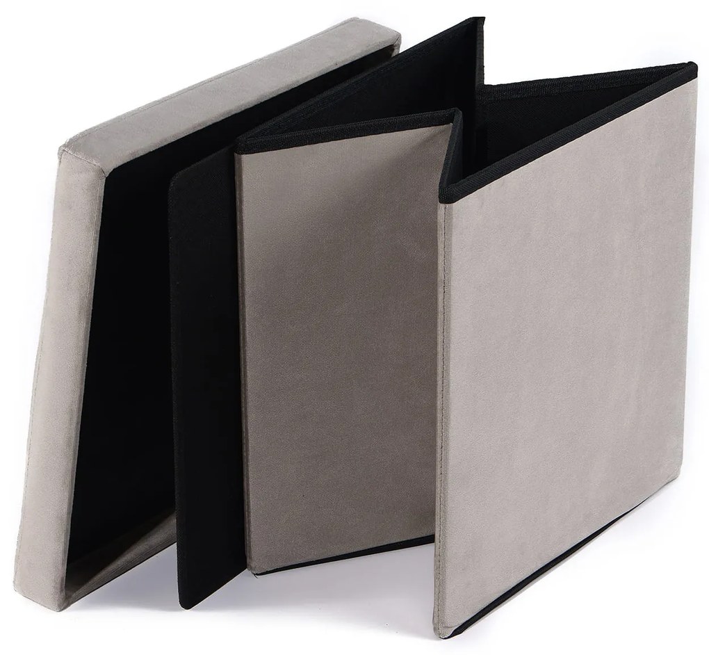Taburet pliabil bej ZAREX VELVET L