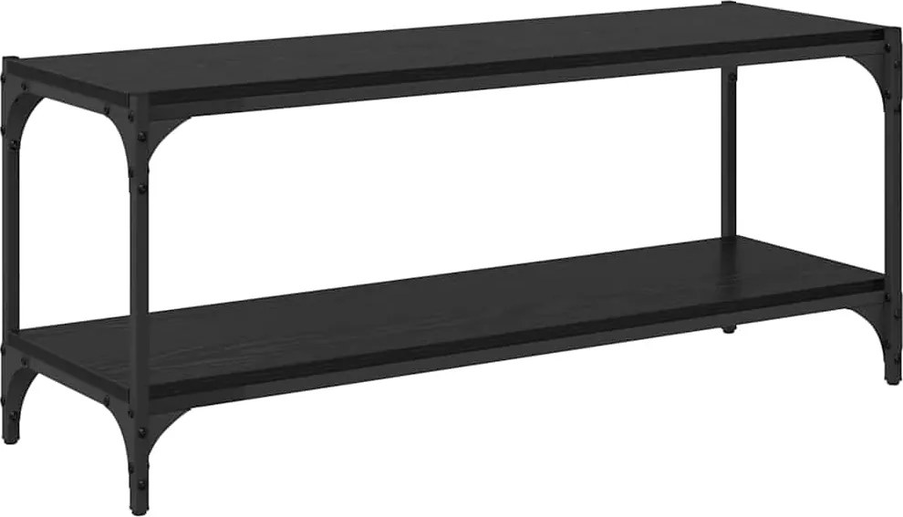 vidaXL Cabinet TV Stejar Negru 100x33x41cm Lemn Ingineresc și Fier