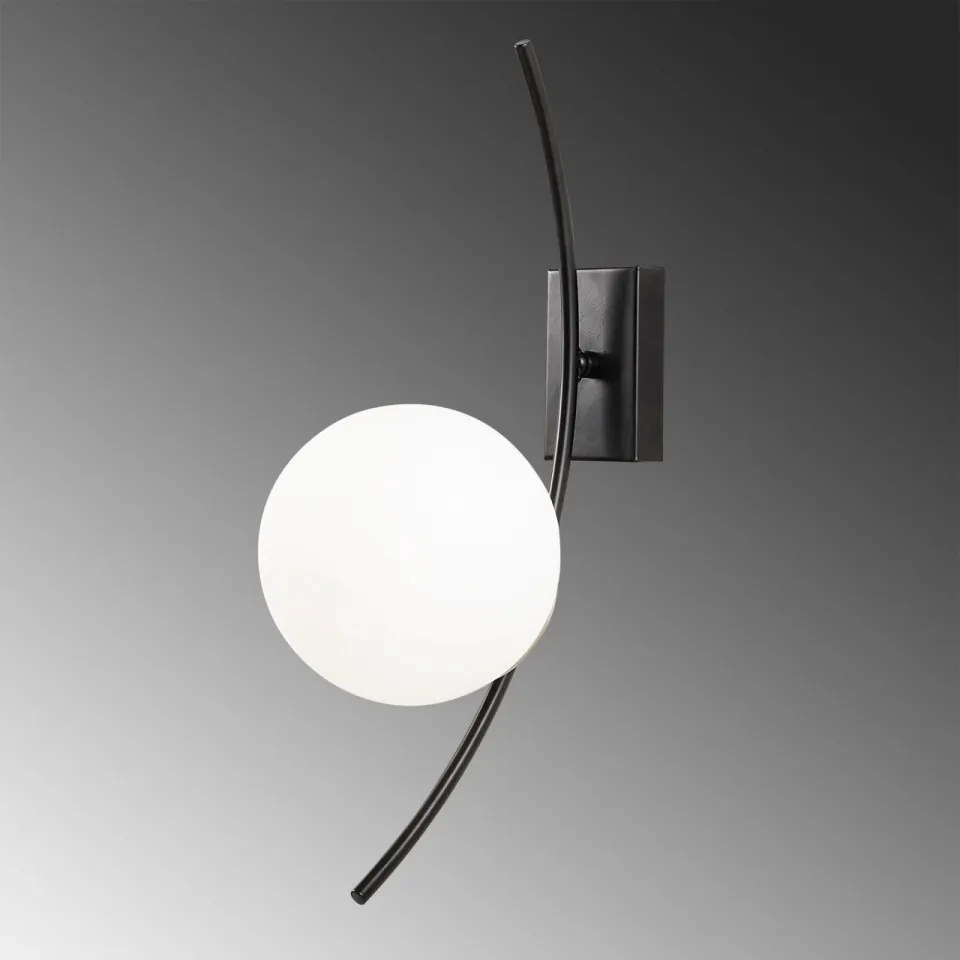 Aplica de Perete Hilal - 3821, Soclu E27, Max. 60W, Culoare Negru / Alb