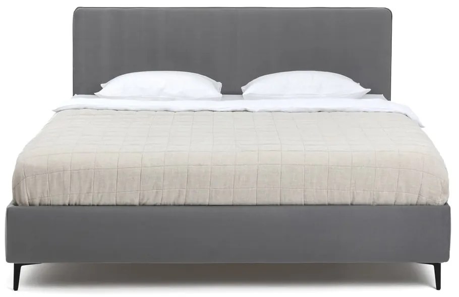 Pat matrimonial gri tapițat cu somieră 180x200 cm Noira Slim – Bonami Selection