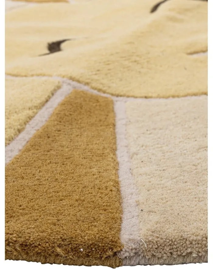 Covor pentru copii bej/chihlimbar din lână ø110 cm Sun – Bloomingville Mini