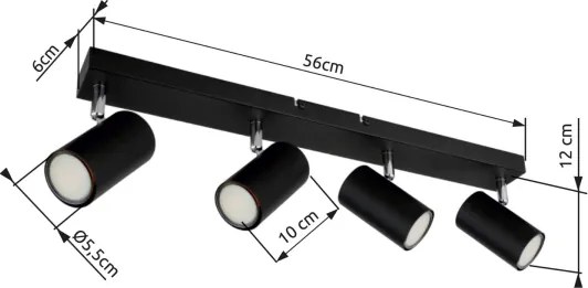 Spot ROBBY 4xGU10/35W/230V negru Globo 57911-4B
