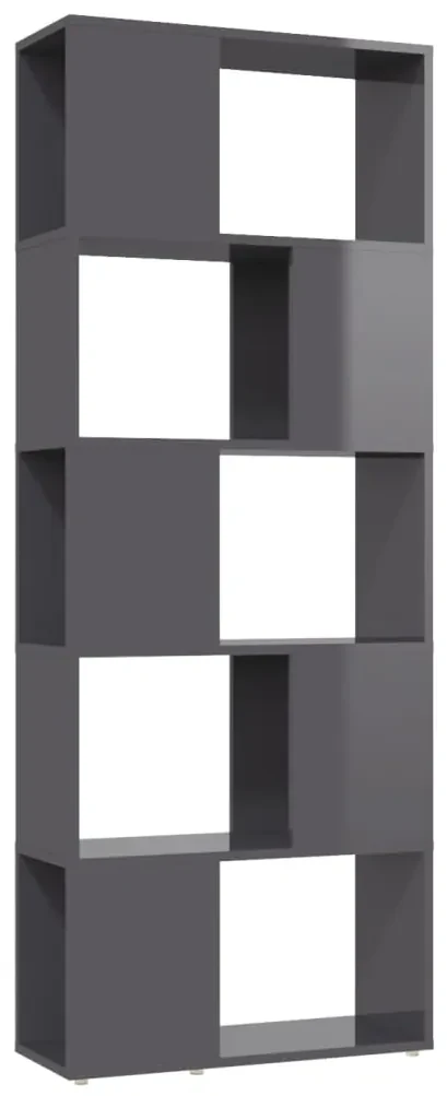809097 vidaXL Bibliotecă/Separator cameră, gri extralucios, 60x24x155 cm