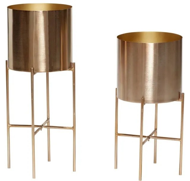 Set 2 ghivece pe piedestal Hübsch Gardo, arămiu