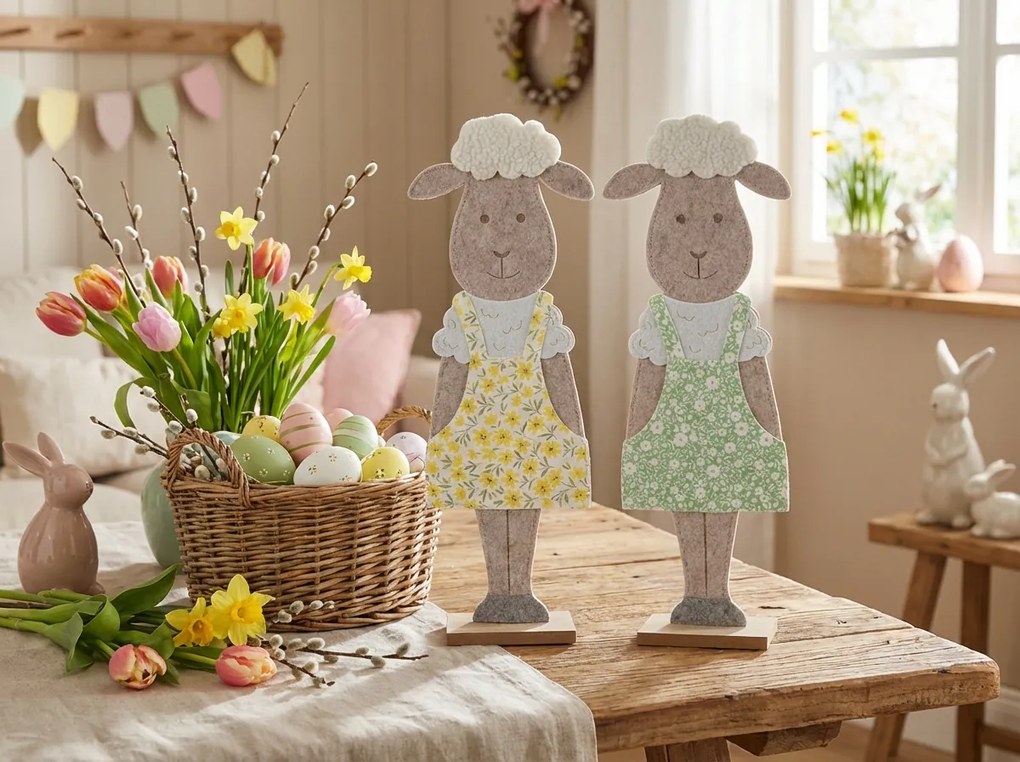 Decoratiune de Pasti FELT SHEEP 50 cm - mai multe culori Culoare: Galben