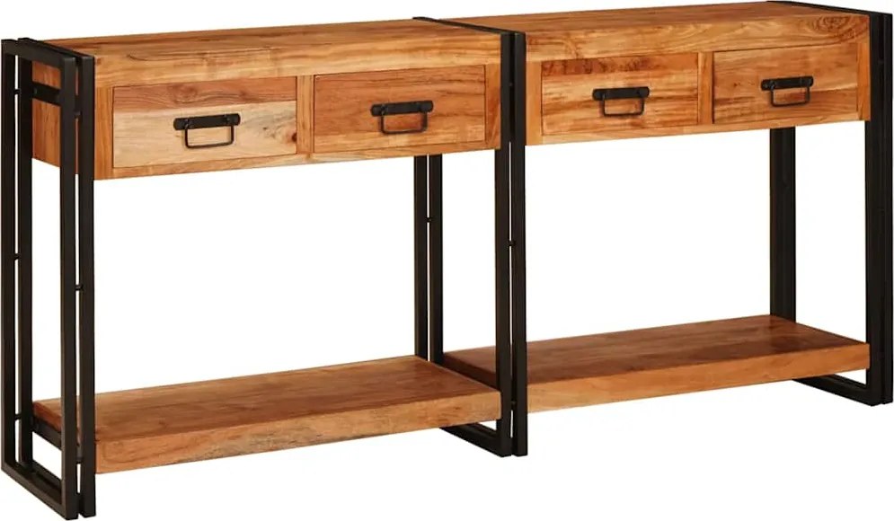 vidaXL Mese consolă 2 pcs Maro 161 x 33 x 75 cm Lemn Solid de Acacia