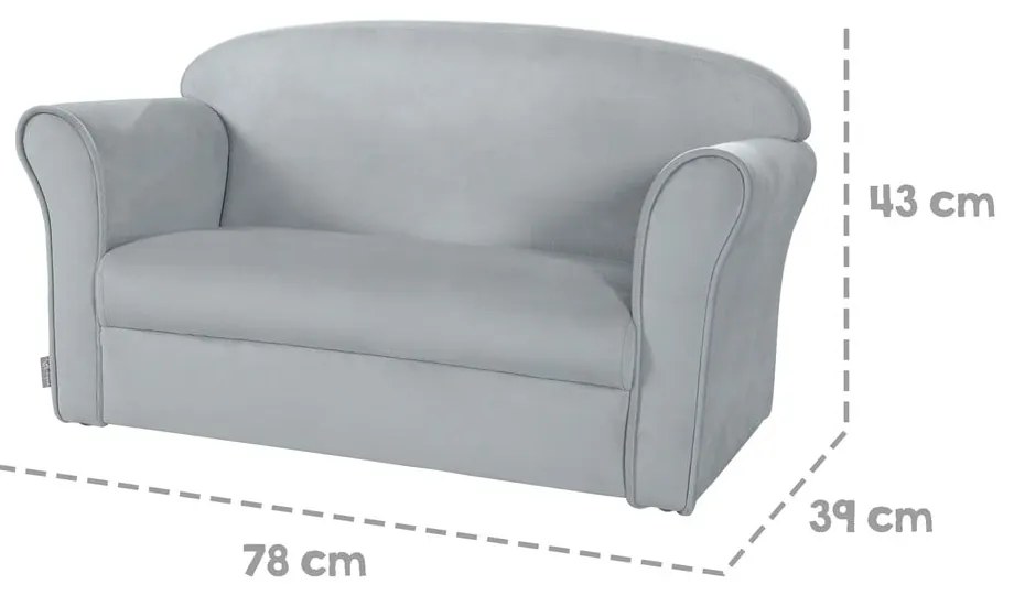 Canapea pentru copii gri deschis cu tapițerie din catifea 78 cm Lil Sofa – Roba