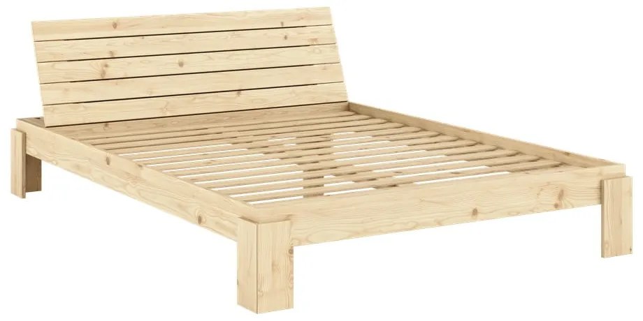 Pat matrimonial în culoare naturală din lemn de pin cu somieră 160x200 cm Layers – Karup Design