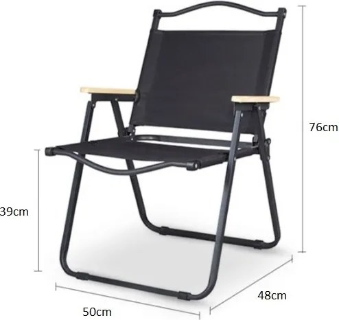 Scaun pliabil pentru drumeții cu capacitate de 130 kg - negru